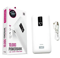 Павербанк Powerbank TX-108 10000mAh с кабелями USB- Micro,Lighting, Портативный внешний аккумулятор Power Bank