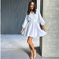Женское белое короткое платье для росписи. Вечернее платье 46