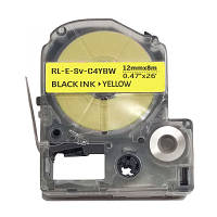 Стрічка для принтера етикеток UKRMARK E-Sv-C4YBW, 12 мм 8 м, black on yellow, сумісна з LC4YBW (CELС4YBW)