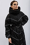 Пуховик жіночий довгий з капюшоном куртка зимова тепла на замку М чорний, фото 3