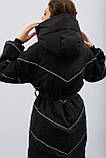 Пуховик жіночий довгий з капюшоном куртка зимова тепла на замку М чорний, фото 2