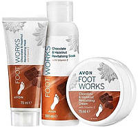 Набор "Шоколад и орех" Avon Foot Works (ванночка для ног/100ml + маска/75ml + крем/75ml)