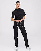 Медицинский женский костюм Денвер черный (размер 40-54)