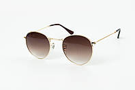 Круглые солнцезащитные очки в стиле Ray-Ban 3447 в золотистой оправе