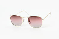 Золотистые солнцезащитные очки в стиле Ray-Ban 3548 с переходной розово-серой линзой