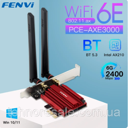 Мережева карта Fenvi AX210 PCI-E Wi-Fi 6E + BT 5.3, PCE-AXE3000