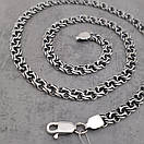 Жирна! Срібний чоловічий ланцюжок бісмарк цепочка 65 см (ширина 7 мм), фото 9