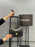 Сумка стеганая черная женская Шанель Клатч Сумочка маленькая на цепочке Шанель Кросс-боди Люкс качество