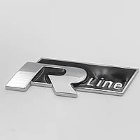 Емблема шильдик стікер R-line  VW  Volkswagen Хром чорний (Фольсваген)