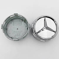 Колпачки (заглушки) + подиум (бочка) в литые диски Mercedes Benz (Мерседес) 75 мм Серебристые (A000400 09)