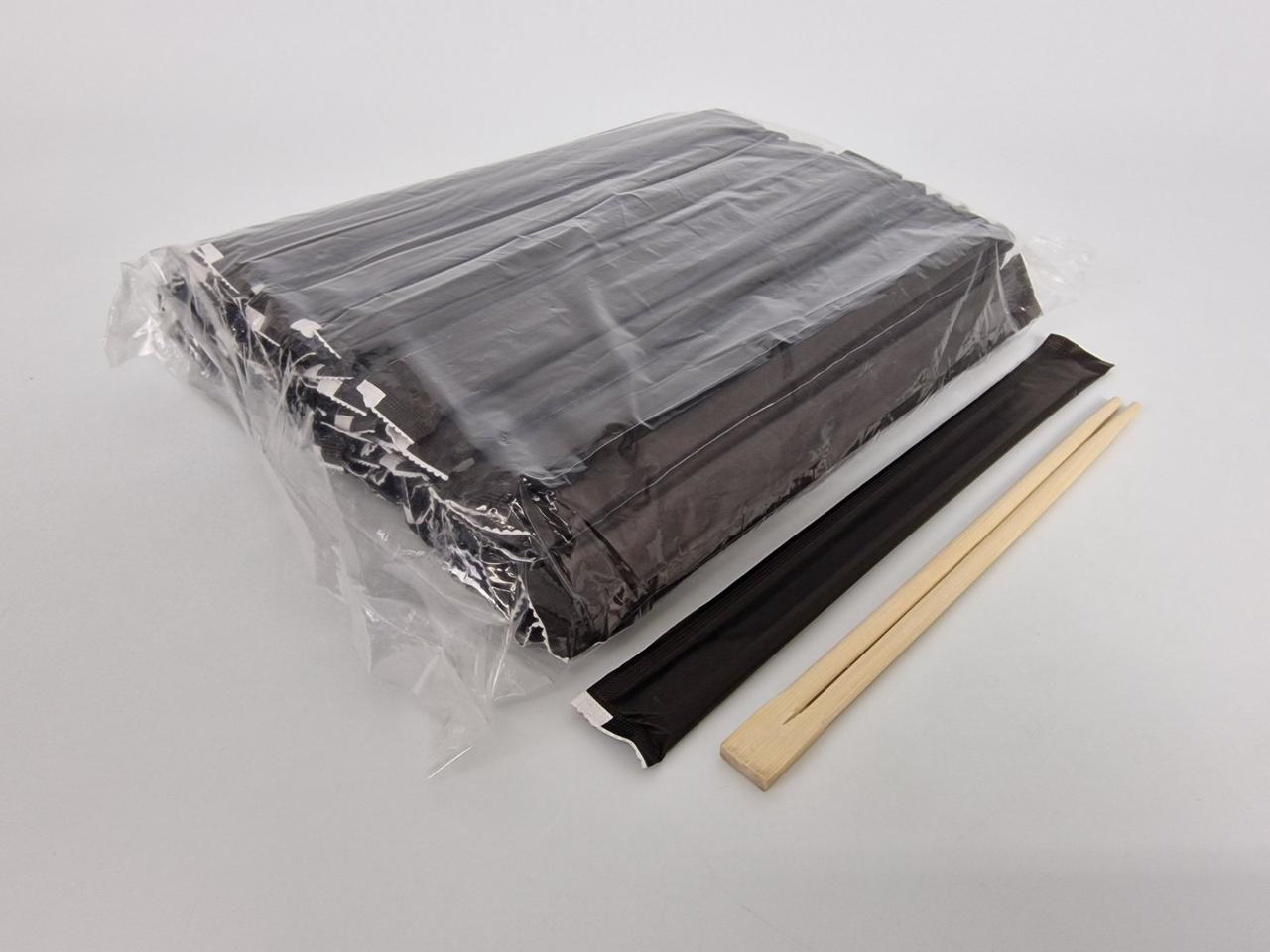 Палички для суші бамбукові в чорній паперовій індивідуальній упаковці 210 мм d=4,2 мм 100 шт./пач. (30 уп/ящ) (1