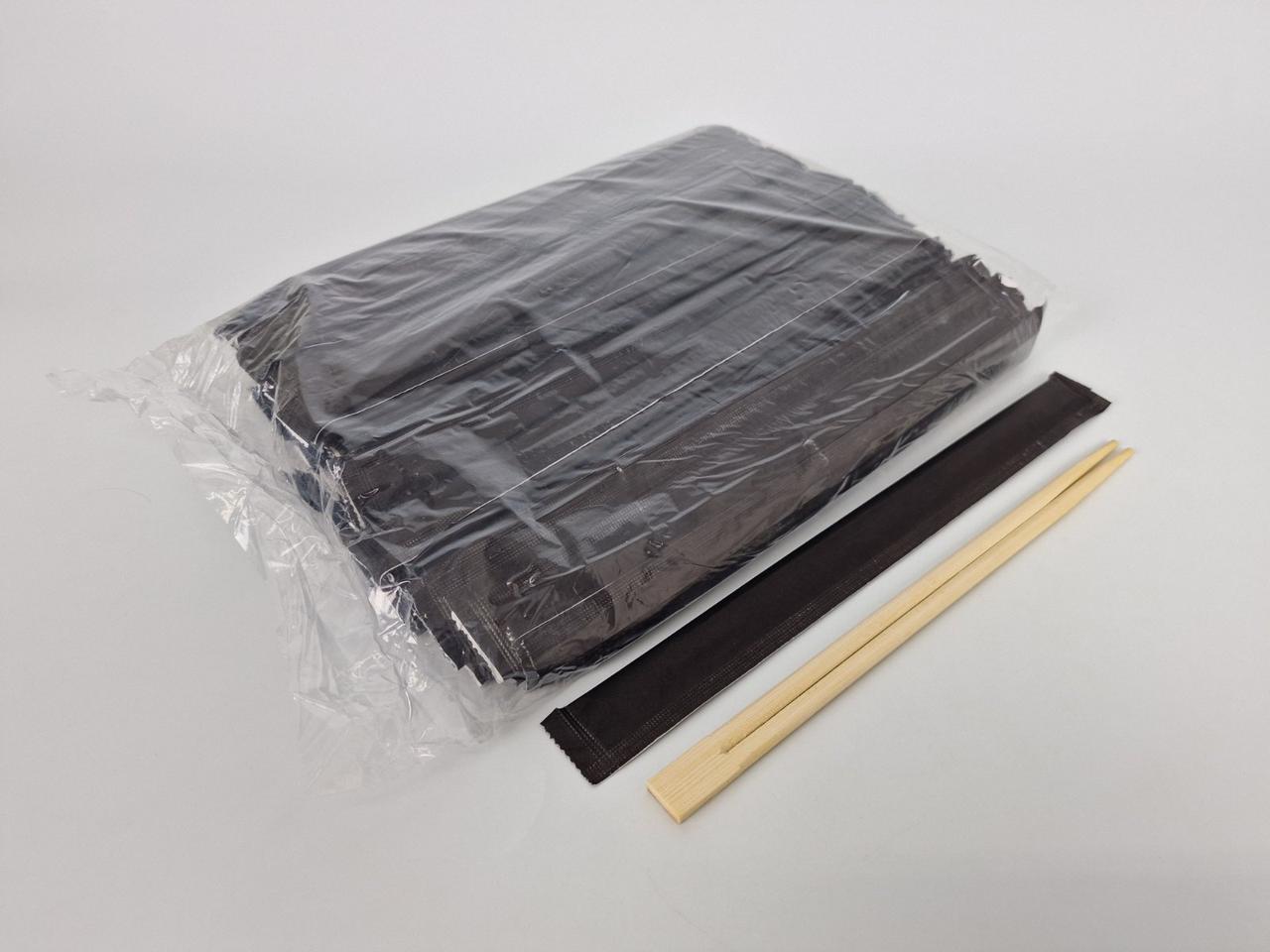Палички для суші бамбукові в чорній паперовій індивідуальній упаковці 230 мм d=4,2 мм 100 шт./пач. (30 уп./ясть) (1