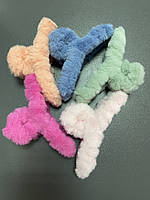 Шпилька — крабик для волосся хутряна, джинс