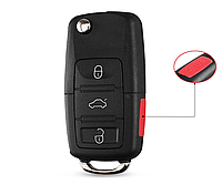 Корпус ключа для VW (Фольксваген)  "Америка" 3 кнопки + 1 кнопка "Паника", корпус на три частини (+ Емблема)