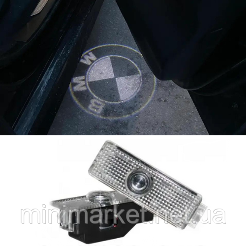 Проектор підсвічування логотипу для дверей BMW (БМВ) Чорно-Білий Логотип E90 F30 E60 F10 F01 E70 F15