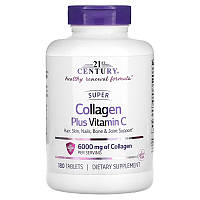 Супер коллаген с витамином C 1000 мг Super Collagen Plus Vitamin C 21st Century 180 таблеток