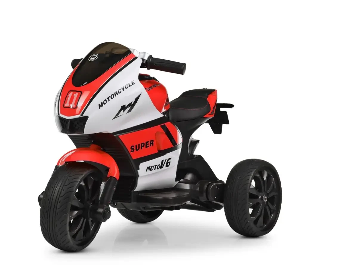 Дитячий мотоцикл електричний Yamaha 3-х колісний біло-червоний, фото 1
