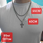 Гарний фігурний хрестик та ланцюжок срібний чоловічий комплект 925 проба, фото 5