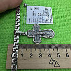 Чоловічий комплект хрест та ланцюжок плоский бісмарк срібло чорнене 925 проба, фото 3