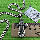 Чоловічий комплект хрест та ланцюжок плоский бісмарк срібло чорнене 925 проба, фото 5