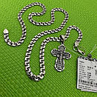 Чоловічий комплект хрест та ланцюжок плоский бісмарк срібло чорнене 925 проба, фото 6