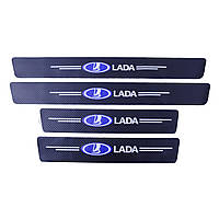 Защитная плёнка на пороги с логотипом LADA к-т 4 шт. сarbon