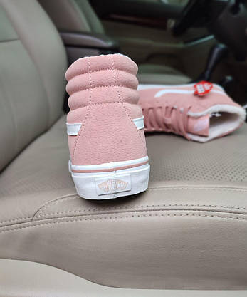 Vans Old Skool ВЫСОКИЕ утеплені кеди пудра L.APRICOT зимові жіночі кросівки рожеві, фото 6