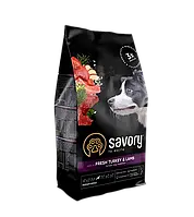 Сухой корм для собак средних пород Savory 1 кг (индейка и ягненок)