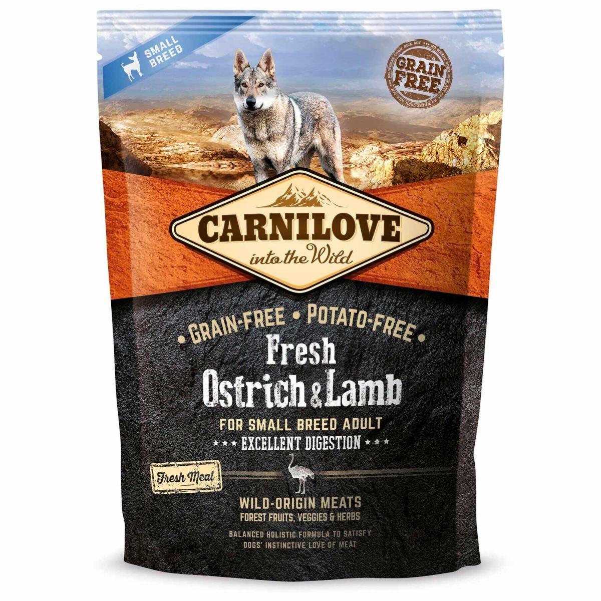 Сухий корм для дорослих собак дрібних порід Carnilove Fresh Ostrich & Lamb 1,5 к