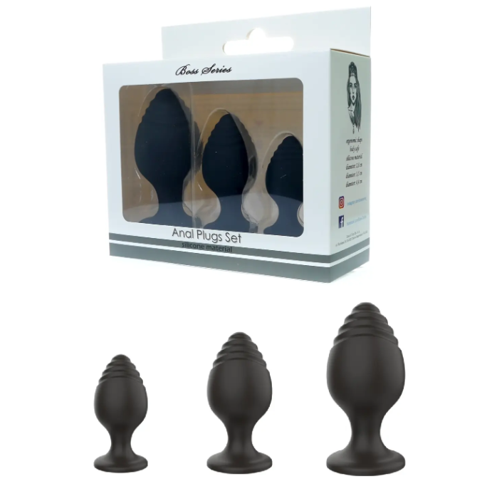 Набір анальних стимуляторів Boss Series - Silicone Anal Plugs Set (2,8/3,5/4,4 cm)