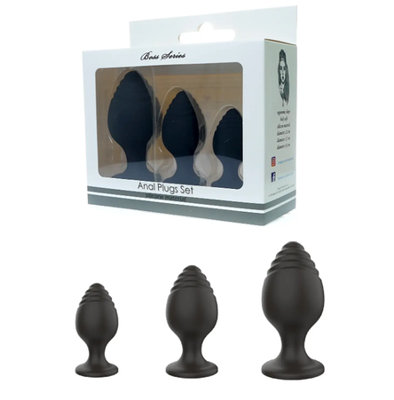 Набір анальних стимуляторів Boss Series - Silicone Anal Plugs Set (2,8/3,5/4,4 cm), фото 1