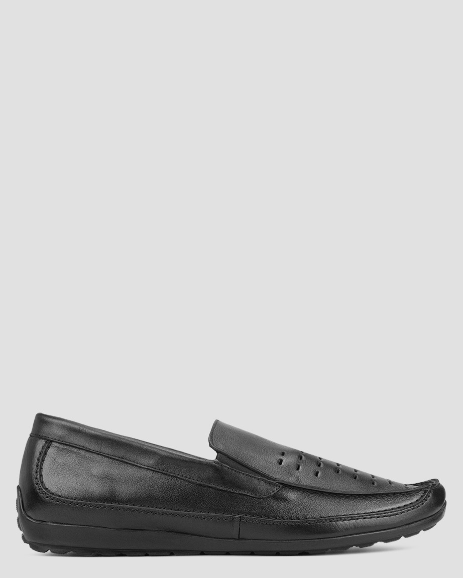 Мокасини чоловічі літні чорні натуральна шкіра Україна Berg — розмір 47 (31 см), фото 1