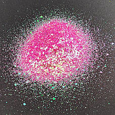 ГЛІТЕР СУХИЙ ГОЛОГРАФІЧНИЙ PОЖЕВИЙ CHUNKY GLITTER 10 g, фото 6