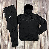 Мужской спортивный костюм Nike на флисе осенний зимний комплект Найк Кофта + Штаны черный топ качест