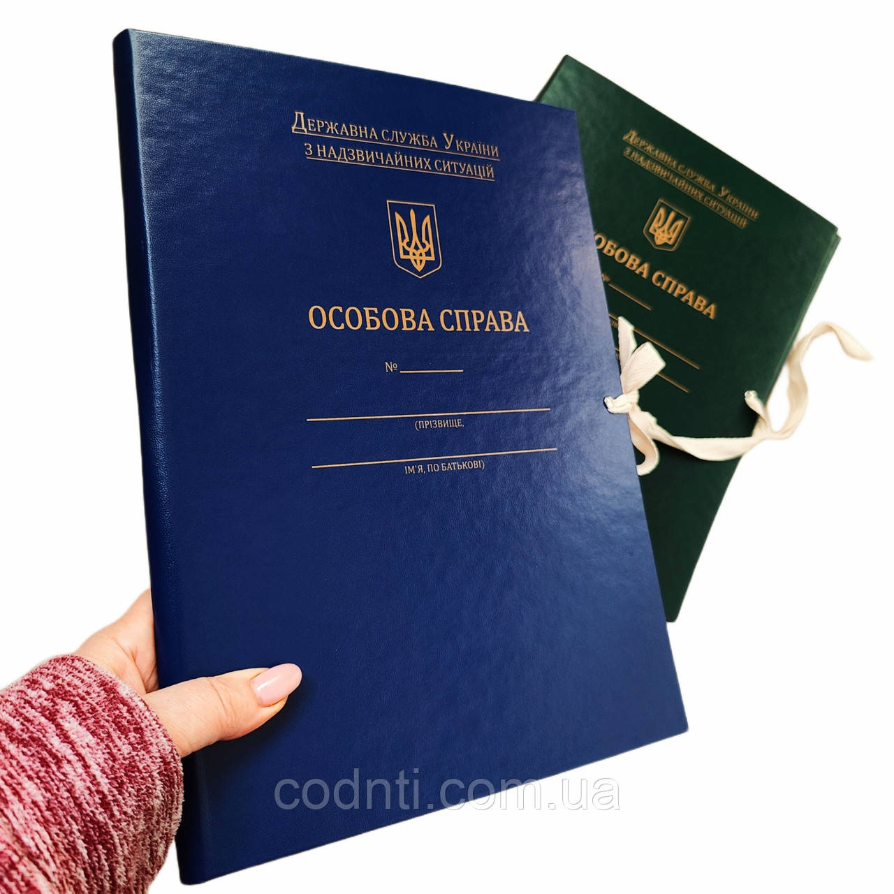 Папка Особова справа корінець 40 мм з бумвінілу для Державної служби України НС з тисненням ф. А4 на зав'язках синій синій