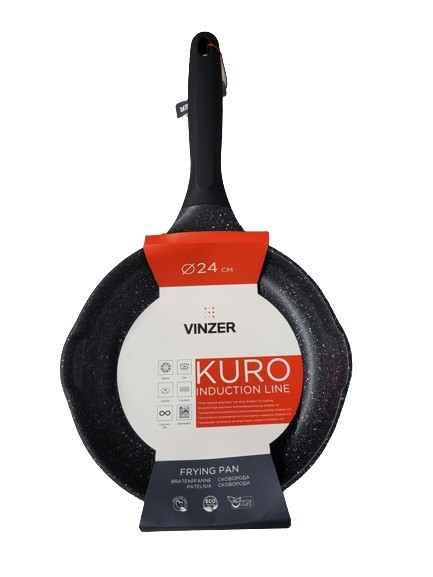 Сковорода Vinzer Kuro Induction Line d24 см h5,5 см алюміній з гранітним покриттям (50420 Vinzer)