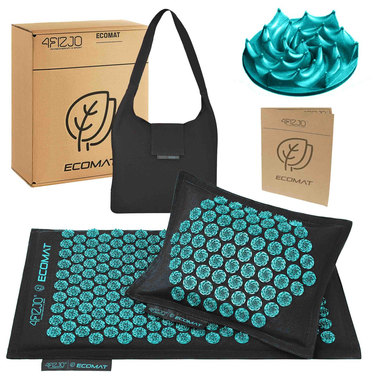 Килимок акупунктурний з подушкою 4FIZJO Eco Mat Аплікатор Кузнєцова 4FJ0421 Black/Blue