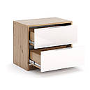 Тумба приліжкова в спальню з ЛДСП 2Ш Реймонд Миро-Марк Дуб Артізан/Білий глянець, фото 2