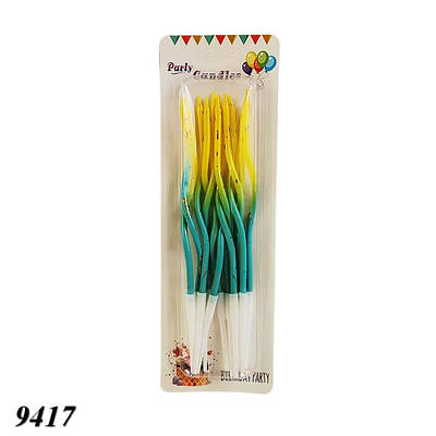 Свічка тортова Спіраль жовто-синя 12 шт.