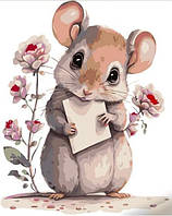 Картина по номерам Животные. Мышонок с письмом, с лаком, 30х40см, в термопакете, Strateg (SS6682-mt)