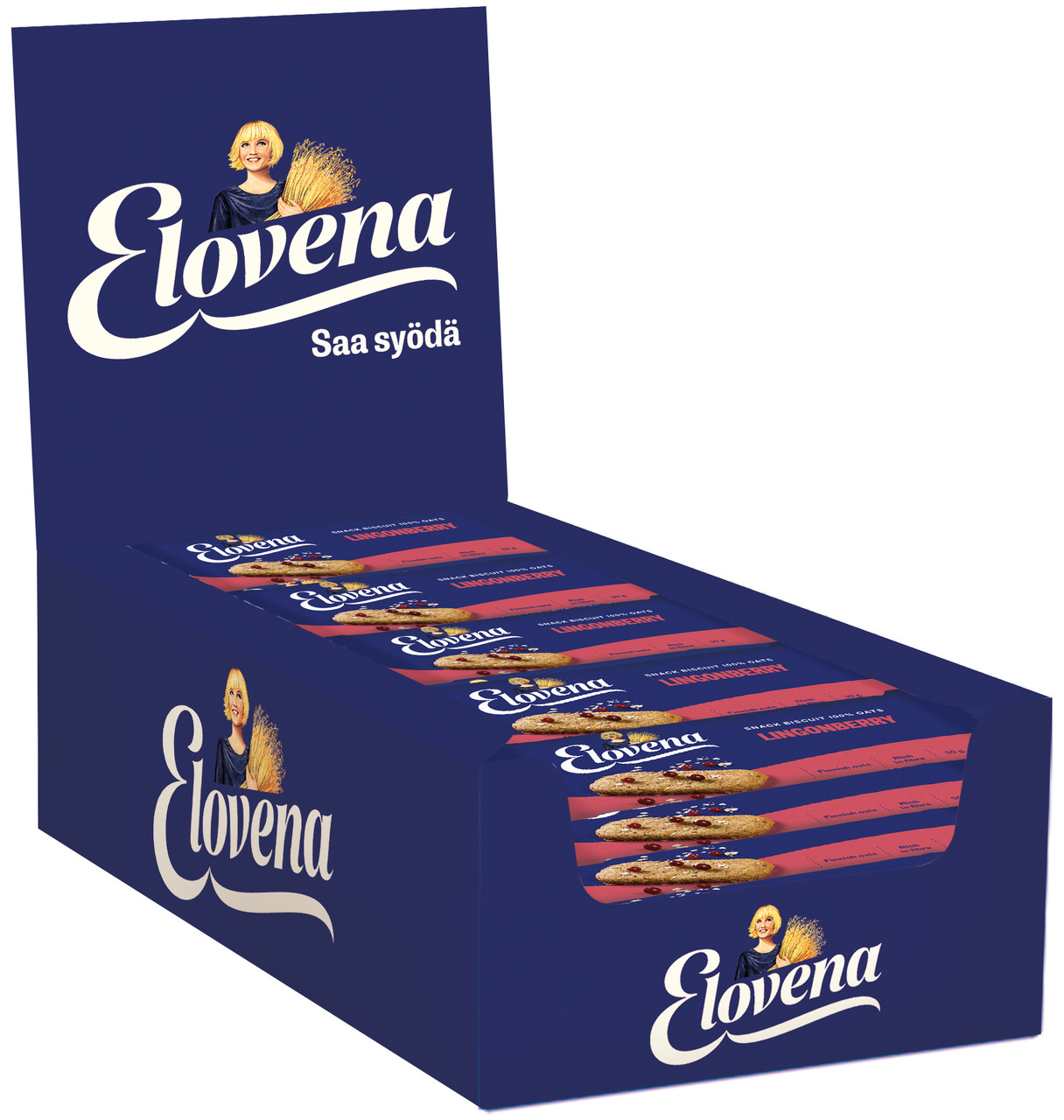 Упаковка Галета з вівса ELOVENA брусниця 30 г, (30 шт/ящ), фото 1