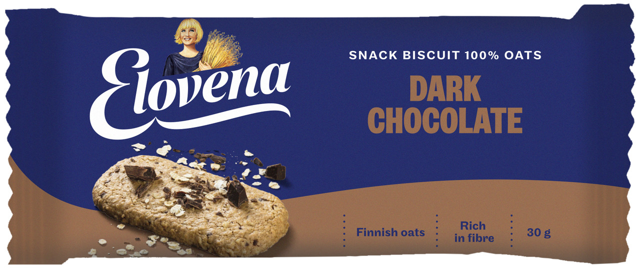 Галета з вівса ELOVENA чорний шоколад 30 г, (30 шт/ящ)