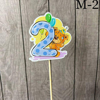 Топпер дерев'яний дитячий "Ведмедики" цифра 2 2мишка G-Rich