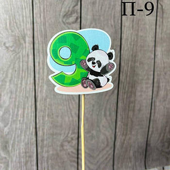 Топпер дерев'яний дитячий "Панда" цифра 9 9панда G-Rich
