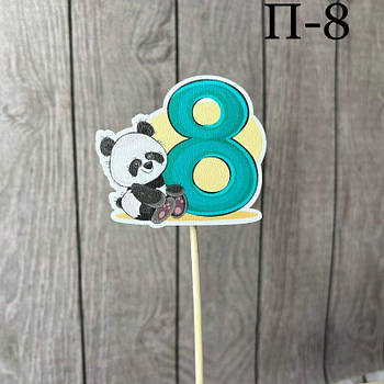 Топпер дерев'яний дитячий "Панда" цифра 8 8панда G-Rich