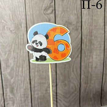 Топпер дерев'яний дитячий "Панда" цифра 6 6панда G-Rich