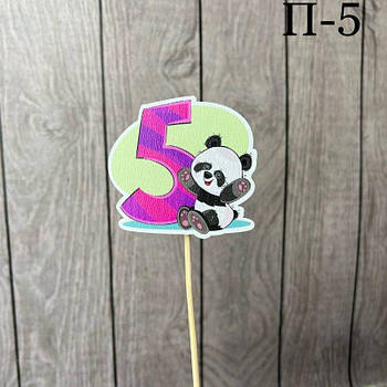 Топпер дерев'яний дитячий "Панда" цифра 5 5панда G-Rich