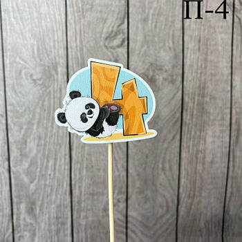 Топпер дерев'яний дитячий "Панда" цифра 4 4панда G-Rich