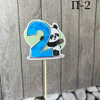 Топпер дерев'яний дитячий "Панда" цифра 2 2панда G-Rich