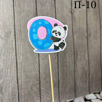 Топпер дерев'яний дитячий "Панда" цифра 0 0панда G-Rich